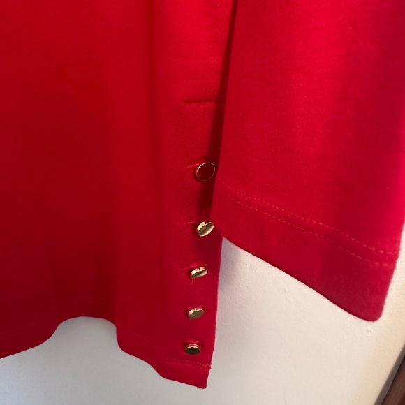 Lands’ End Outfitters Red Long Sleeve Top w/ Gold Button Detail | Size M - Picture 2 of 7